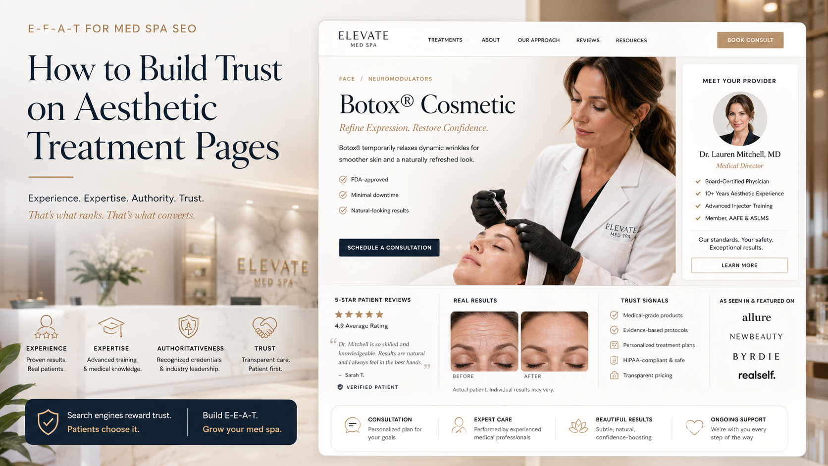 E-E-A-T for Med Spa SEO: How to Build Trust on Aesthetic Treatment Pages article preview by Vistrane